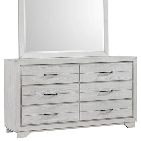 Contemporary 6-Drawer Dresser with Metal Hardware